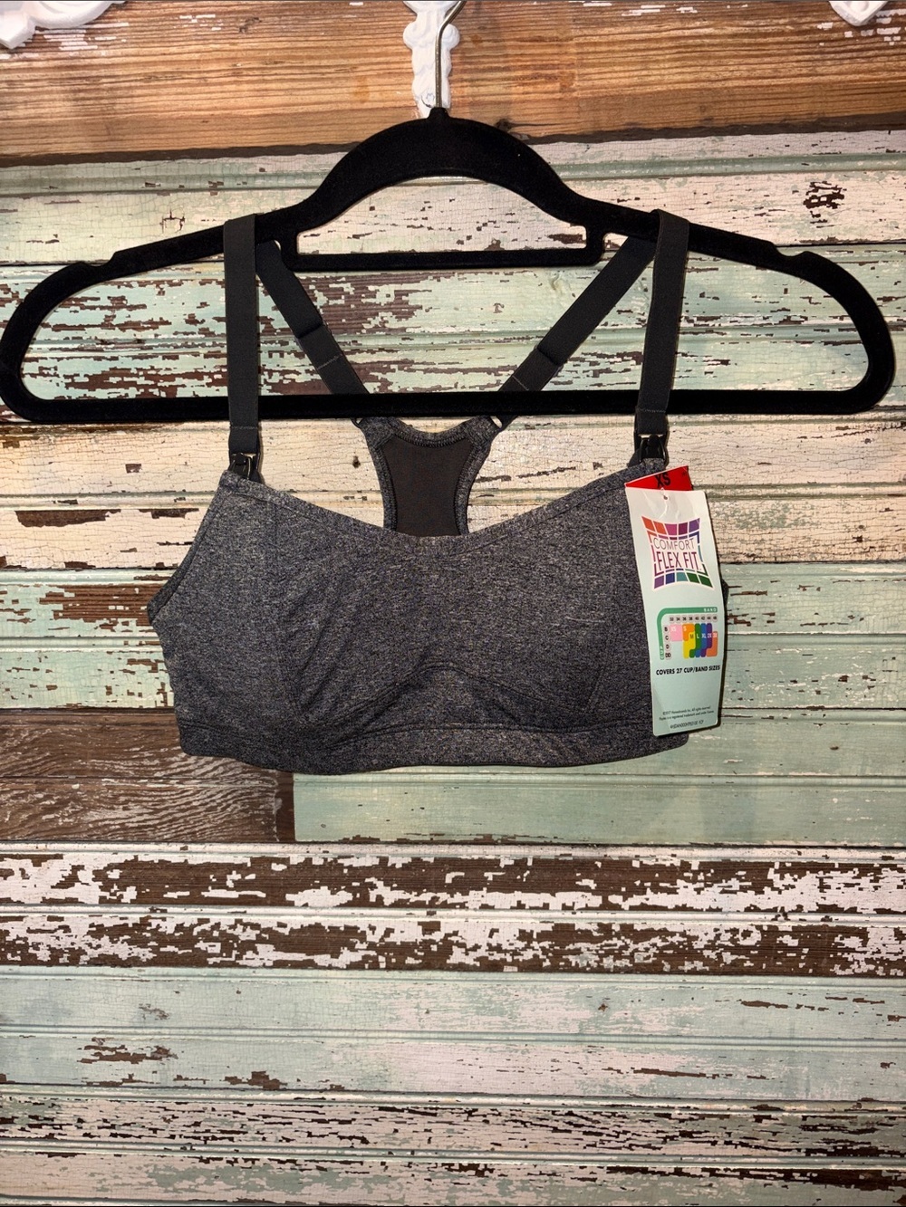 NEW Flex Fit Women's Easy Access Nursing Heather Gray Racerback Sports Bra